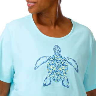 Thumbnail 3: Coral Bay Women's Plus Jeweled Crew Neck Short Sleeve Top 