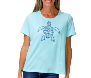 Thumbnail 2: Coral Bay Women's Embroidered Jeweled Crew Neck Short Sleeve Top 