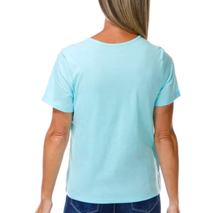 Thumbnail 5: Coral Bay Women's Embroidered Jeweled Crew Neck Short Sleeve Top 