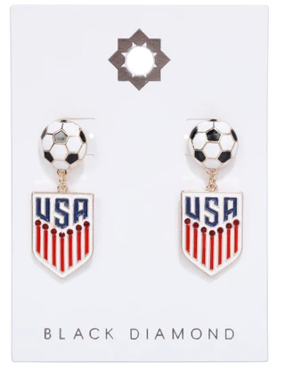 Thumbnail 1: Black Diamond World Cup Team USA Drop Earrings 