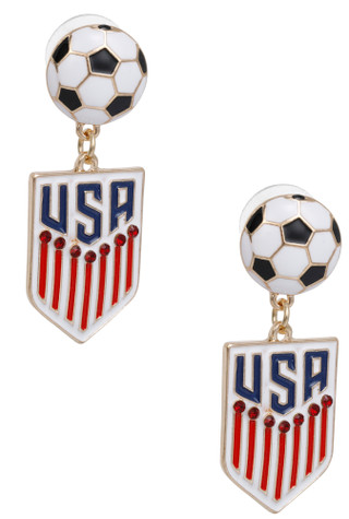 Thumbnail 2: Black Diamond World Cup Team USA Drop Earrings 
