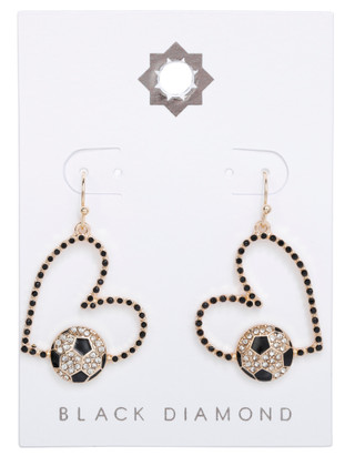 Thumbnail 1: Black Diamond World Cup Heart Drop Earrings 