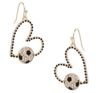 Thumbnail 2: Black Diamond World Cup Heart Drop Earrings 