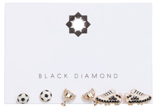 Thumbnail 1: Black Diamond 3 Pk World Cup Stud Earrings 