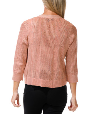 Thumbnail 2: ADRIENNE VITTADINI Women's Pointelle Shimmery Open Cardigan 