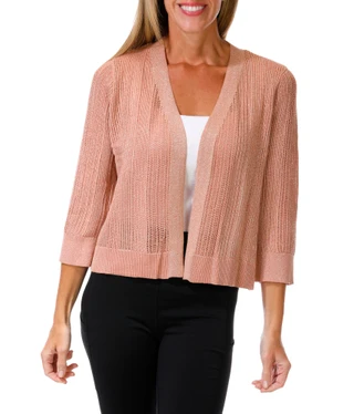 Thumbnail 1: ADRIENNE VITTADINI Women's Pointelle Shimmery Open Cardigan 