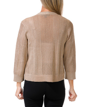 Thumbnail 2: ADRIENNE VITTADINI Women's Pointelle Shimmery Open Cardigan 