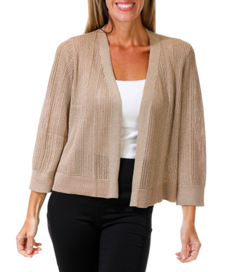 Thumbnail 1: ADRIENNE VITTADINI Women's Pointelle Shimmery Open Cardigan 
