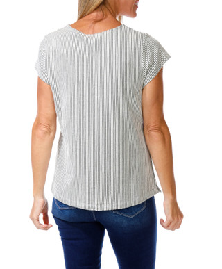 Thumbnail 2: Anneliese Women's Short Sleeve Button Side Ribbed Top 