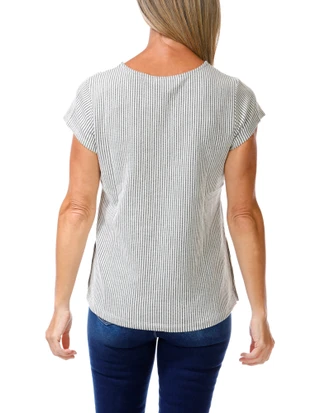 Thumbnail 2: Anneliese Women's Short Sleeve Button Side Ribbed Top 