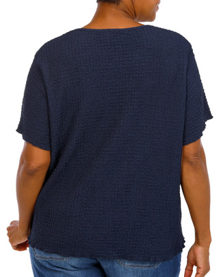Thumbnail 2: For the Republic Women's Plus Comfort Stretch Short Sleeve Textured Top 