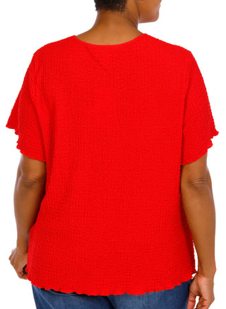 Thumbnail 2: For the Republic Women's Plus Comfort Stretch Short Sleeve Textured Top 