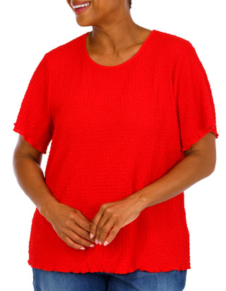 Thumbnail 1: For the Republic Women's Plus Comfort Stretch Short Sleeve Textured Top 