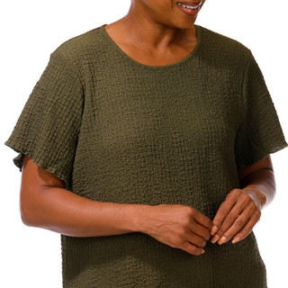 Thumbnail 3: For the Republic Women's Plus Comfort Stretch Short Sleeve Textured Top 