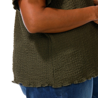 Thumbnail 4: For the Republic Women's Plus Comfort Stretch Short Sleeve Textured Top 