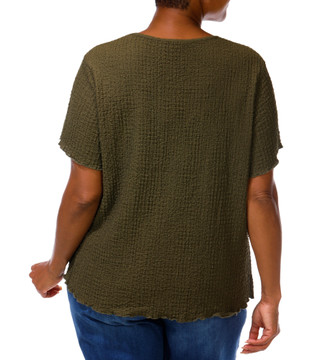 Thumbnail 5: For the Republic Women's Plus Comfort Stretch Short Sleeve Textured Top 