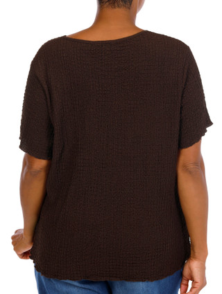 Thumbnail 2: For the Republic Women's Plus Comfort Stretch Short Sleeve Textured Top 