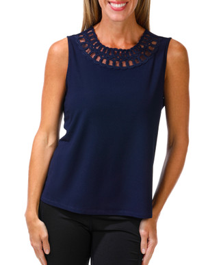 Thumbnail 1: 89th & Madison Women's Sleeveless Lattice Neck Comfort Stretch Top 