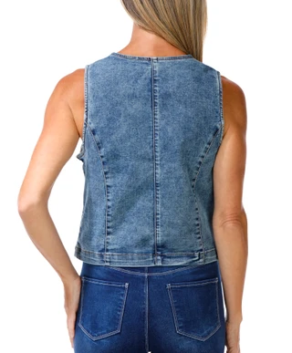 Thumbnail 2: Laura Ashley Women's Button Down Classic Denim Vest 