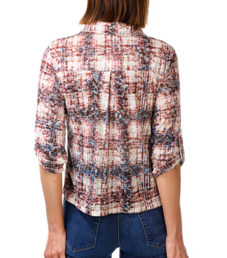 Thumbnail 2: Kate Park Women's Petite Plaid Print Top  