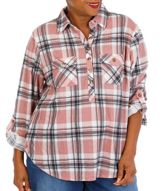 Thumbnail 1: Love Potion Women's Plus Quarter Button Top  