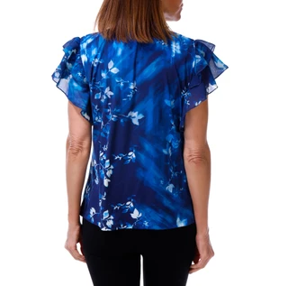 Thumbnail 2: ADRIENNE VITTADINI Women's Flutter Sleeve Tie Front Printed Blouse 