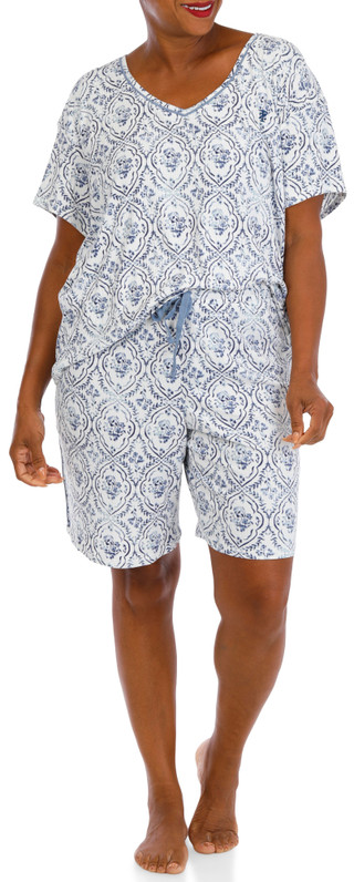 Thumbnail 2: IZOD Women's Plus 2 Pc Pajama Shorts Set  