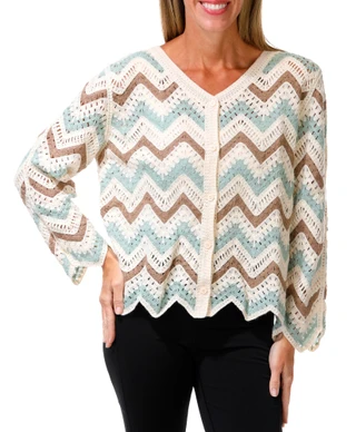 Thumbnail 1: Anneliese Women's Crochet Button Down Cardigan 