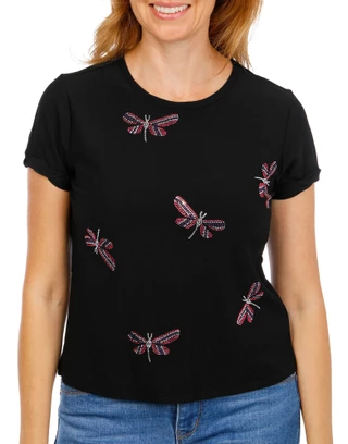 Thumbnail 1: Love Scarlett Women's Embellished Dragonfly Top 