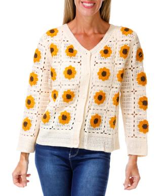 Thumbnail 1: Anneliese Women's Petite Crochet Button Down Cardigan 
