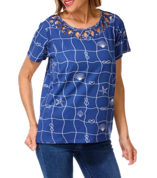 Thumbnail 1: Caribbean Joe Women's Coastal Print Top 