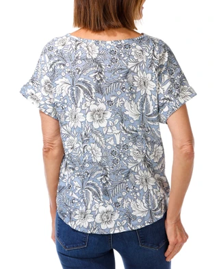 Thumbnail 2: Sapphire Women's Floral Button Front Top 