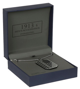 Thumbnail 1: NES GROUP Men's 24 in Stainless Steel Dog Tag Pendant Necklace  