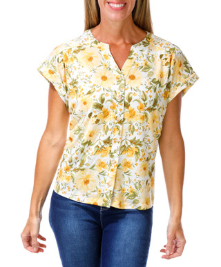 Thumbnail 1: Fifty Street Women's Floral Button Down Cuff Sleeve Top 