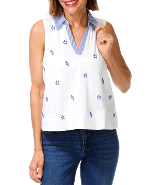 Thumbnail 1: Philosophy Women's Petite Coastal Embroidered Tee  