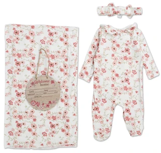 Thumbnail 2: Baby Essentials Baby Girls 4 Pc Photo Blanket Set  