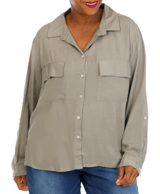 Thumbnail 1: Beach Lunch Lounge Women's Plus Button Down Top  