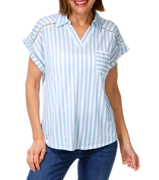 Thumbnail 1: Fifty Street Women's Stripe Print Top  