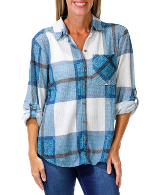 Thumbnail 1: Love Potion Women's Plaid Button Down Roll Tab  1 Pocket Shirt 