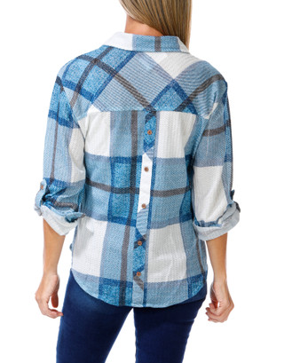 Thumbnail 2: Love Potion Women's Plaid Button Down Roll Tab  1 Pocket Shirt 