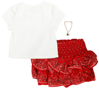 Thumbnail 2: Tween Diva Girl's 2 Pc Short Sleeve Star Patch Tee Skort Set 