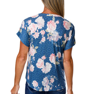Thumbnail 2: Status by Chenault Women's Short Sleeve Tie Front Split Neck Top 