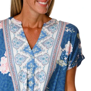 Thumbnail 3: Status by Chenault Women's Short Sleeve Tie Front Split Neck Top 