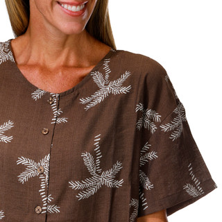 Thumbnail 3: Kaktus Women's Short Sleeve Palm Button Down Top 