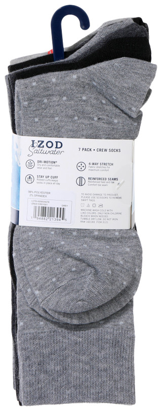 Thumbnail 2: IZOD Men's 7 Pk Crew Socks Set 
