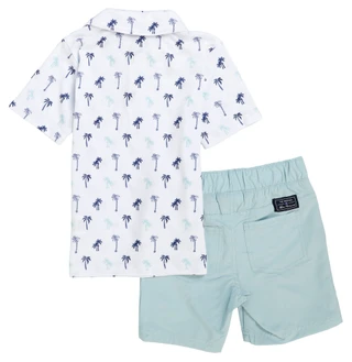 Thumbnail 2: Ben Sherman Boy's 2 Pc Short Sleeve Palm Tech Polo Shirt Short Set 