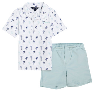 Thumbnail 1: Ben Sherman Boy's 2 Pc Short Sleeve Palm Tech Polo Shirt Short Set 
