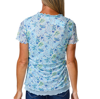 Thumbnail 2: BUNULU Women's Short Sleeve Mesh Button Down Top 
