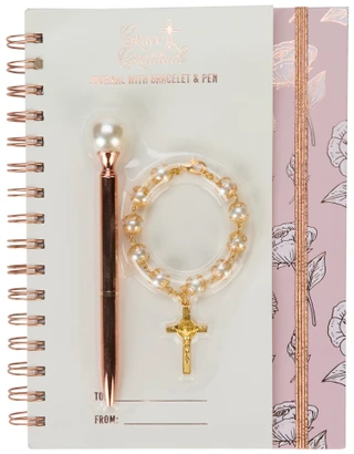 Thumbnail 1: Grace and Gratitude Spiral Journal w/ Bracelet & Pen 