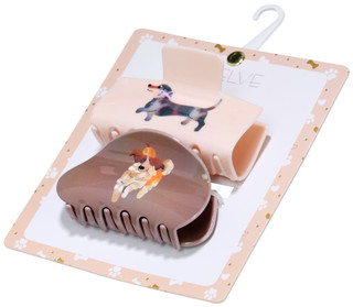 Thumbnail 2: TWELVE 2 Pk Dog Print Hair Claw Clips Set 